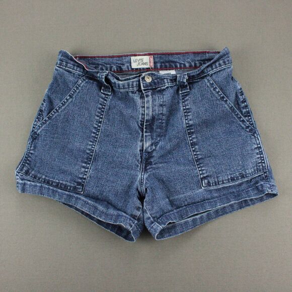 Levi's Pants - Levis Jeans Shorts Women 10 Blue Mom Medium Wash Stretch Denim Slash Pocket VTG